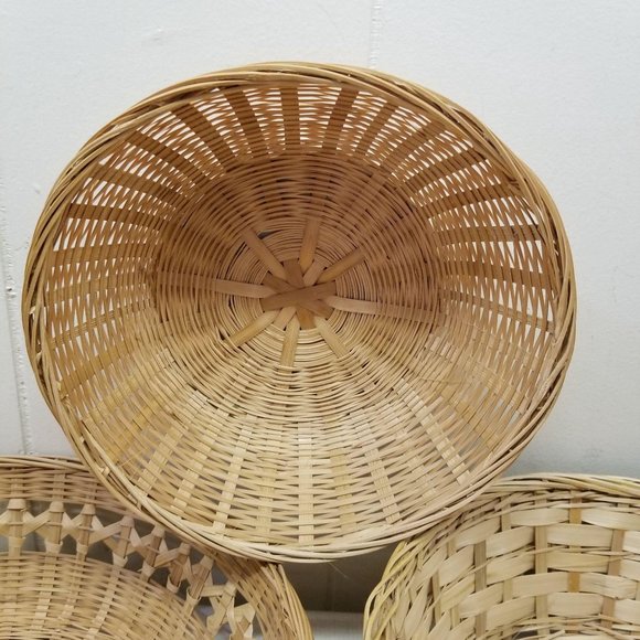 5 Wicker Rattan Baskets Wall Decor Country Boho Vt - Picture 3 of 7